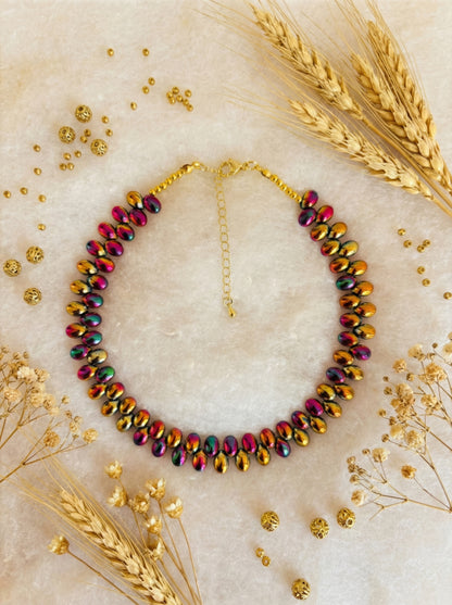Prism Collar Necklace - Pink & Gold