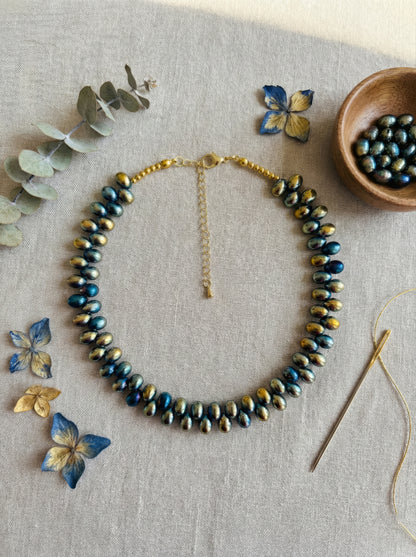 Prism Collar Necklace - Blue & Gold