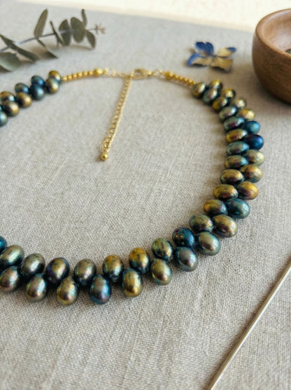 Prism Collar Necklace - Blue & Gold