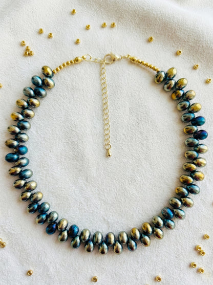 Prism Collar Necklace - Blue & Gold
