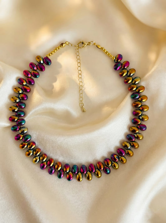Prism Collar Necklace - Pink & Gold
