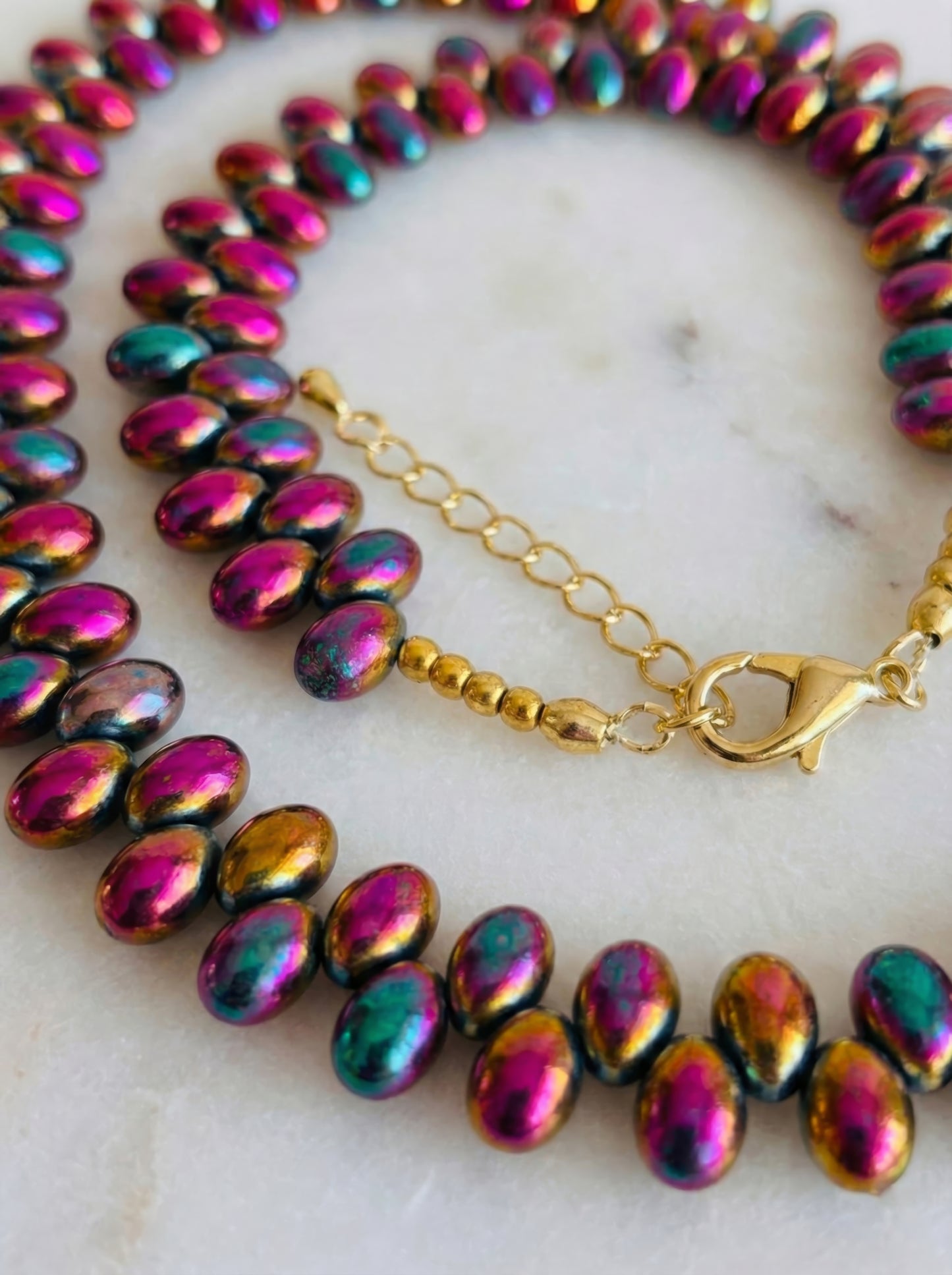 Prism Collar Necklace - Pink & Gold