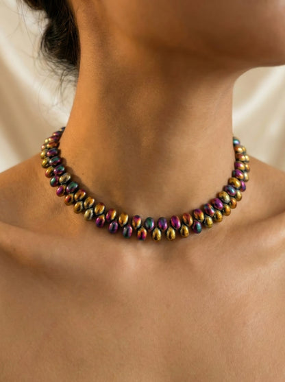 Prism Collar Necklace - Pink & Gold