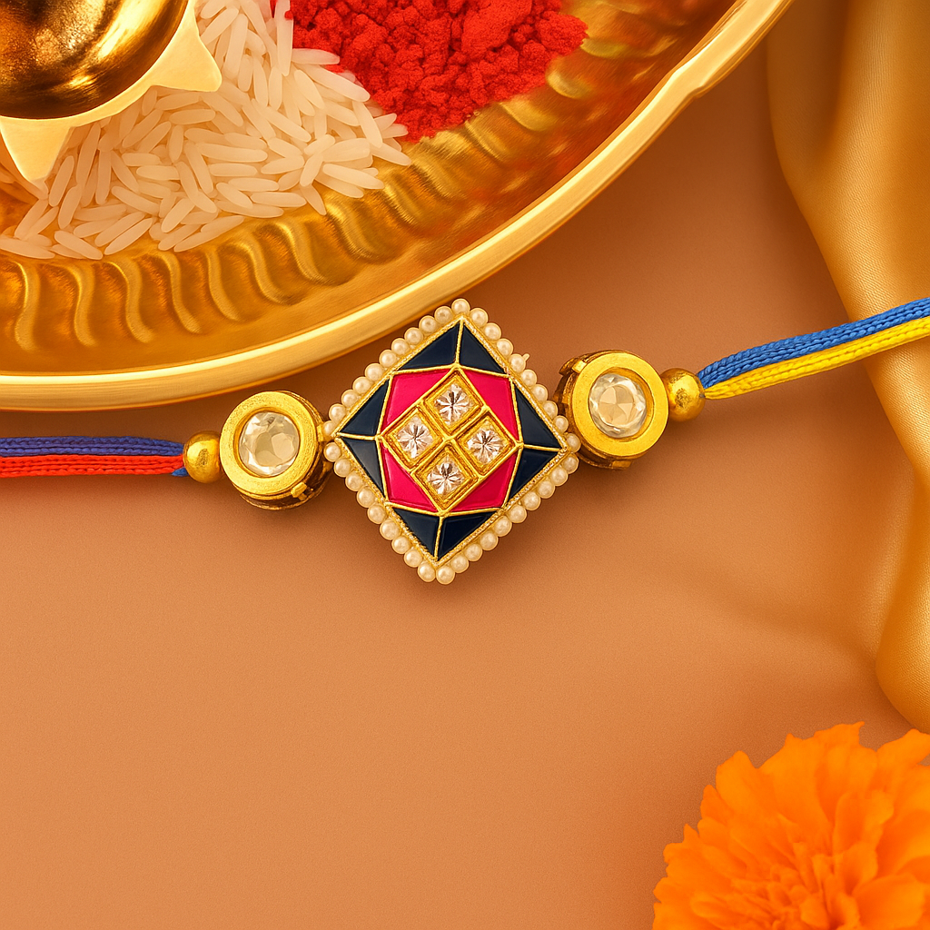 Diamond shaped Rakhi - Red & Blue