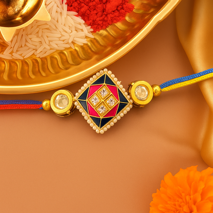 Diamond shaped Rakhi - Red & Blue